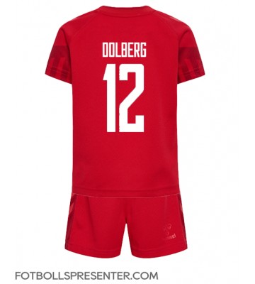 Danmark Kasper Dolberg #12 Hemmatröja Barn VM 2022 Kortärmad (+ korta byxor)